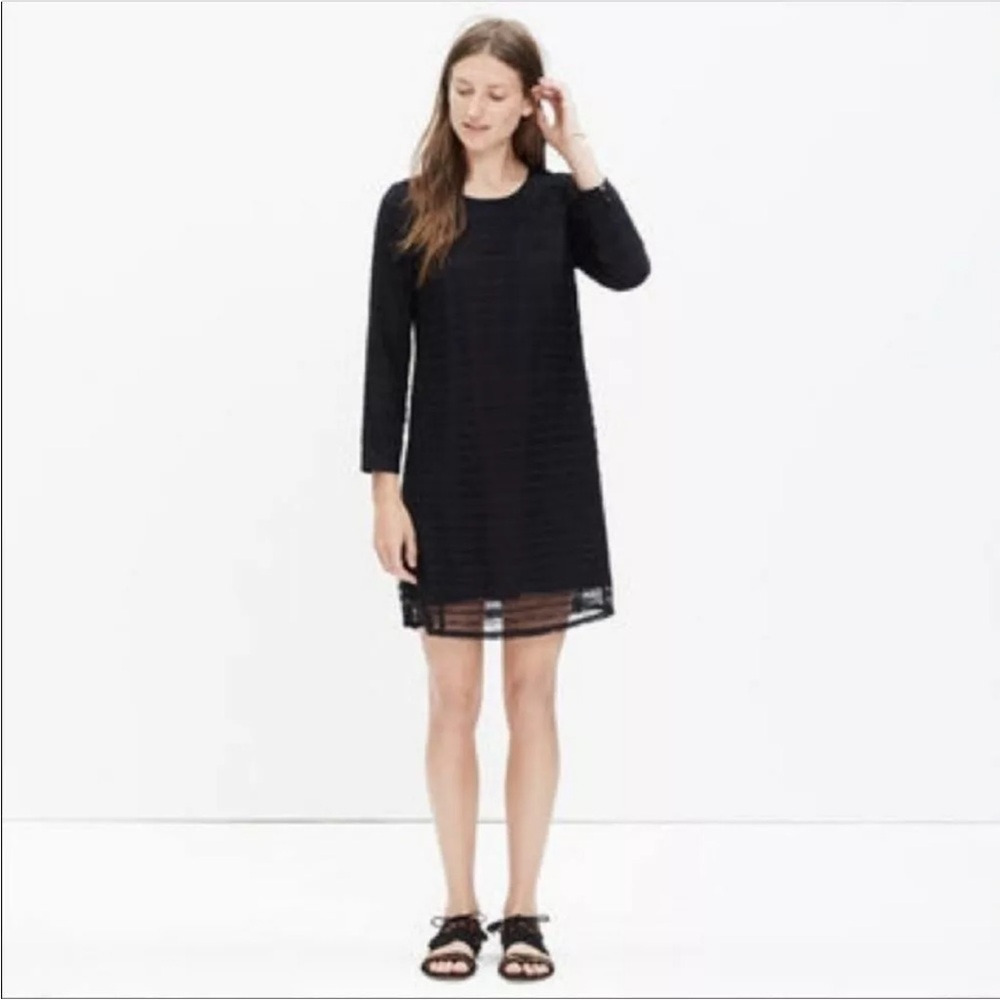 Sezane Black Long Sleeve Shift Dress